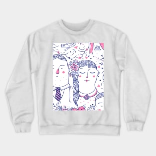 Cute Lovers Drawings Pattern Crewneck Sweatshirt